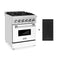 ZLINE KITCHEN AND BATH RAWMGR24 ZLINE 24 in. 2.8 cu. ft. Electric Oven and Gas Cooktop Dual Fuel Range with Griddle and White Matte Door in Stainless Steel (RA-WM-GR-24)