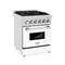 ZLINE 24" 2.8 cu. ft. Dual Fuel Range with Gas Stove and Electric Oven in DuraSnow® Stainless Steel and White Matte Door RASWM24