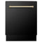 ZLINE KITCHEN AND BATH DWVZBS24G ZLINE Autograph Edition 24" 3rd Rack Top Control Tall Tub Dishwasher in Black Stainless Steel with Accent Handle, 51dBa (DWVZ-BS-24) [Color: Gold]