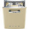 SMEG STFABUCR1 Approx 24" Pre-finished Under-Counter Dishwasher with 50'S Style Retro handle, Cream