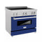 ZLINE KITCHEN AND BATH RAINDSBG36 ZLINE 36" 4.6 cu. ft. Induction Range in DuraSnow with a 4 Element Stove and Electric Oven (RAINDS-36) [Color: Blue Gloss]