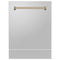 ZLINE KITCHEN AND BATH DPVZ30424G ZLINE 24 in. Autograph Edition Tallac Dishwasher Panel with Champagne Bronze Handle and Color Options (DPVZ-24-CB) [Color: Stainless Steel with Gold Handle]
